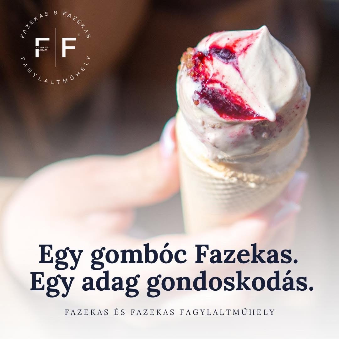 Fazekas vanília-erdei gyümölcs fagylalt tölcsérben